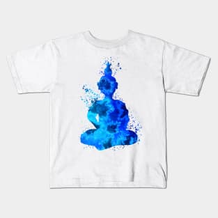 Blue Buddha Silhouette Kids T-Shirt